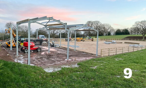 A partially built stable block and arena - Pegasus Equestrian Construction